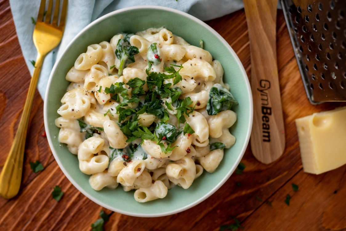 Fitness Rezept: Kremige Mac and cheese in Protein Version. 