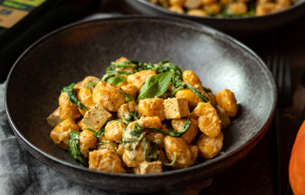 Fitness-Rezept: Kürbis-Gnocchi mit Tofu und Spinat