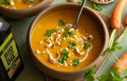 Fitness-Rezept: Karottencremesuppe mit Cashewnüssen