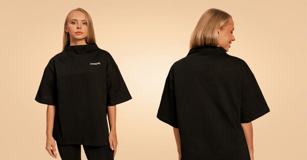 Women's Bliss Oversized Top Black - BeastPink 