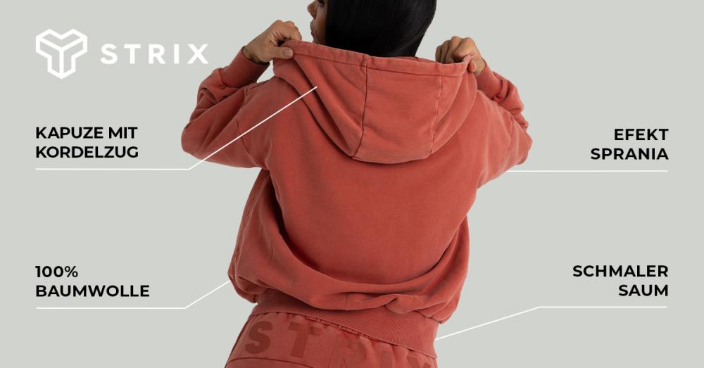 Women's Zip Washed Hoodie Terra - STRIX