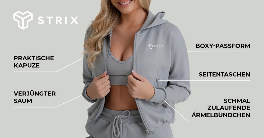 Women's ZOA Zip-Up Hoodie Smoke - STRIX