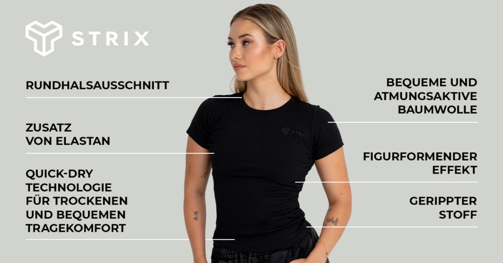 Women's Ribbed Black Tee - STRIX