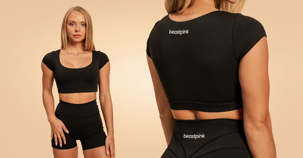 Women's Sense Cropped Top Black - BeastPink