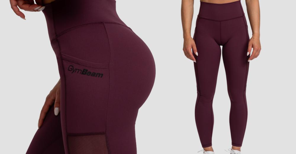 Women's Leggings Mesh Panel Eggplant - GymBeam