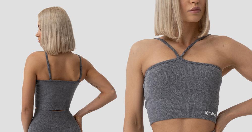 Halter FLO Sports Bra Grey - GymBeam