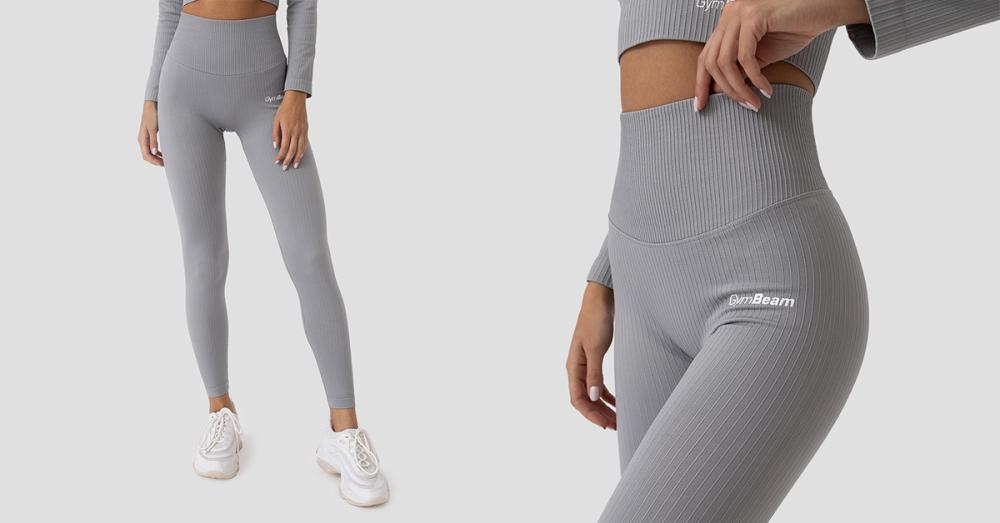 Dámské legíny Ribbed FLO Grey - GymBeam