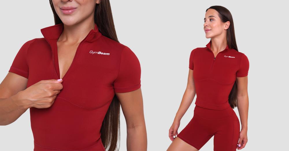 Women's Ignite Cropped T-Shirt Dark Red - GymBeam