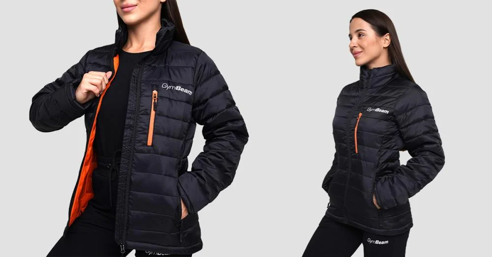 Women's Puffer Jacket Vetiver/Black - GymBeam