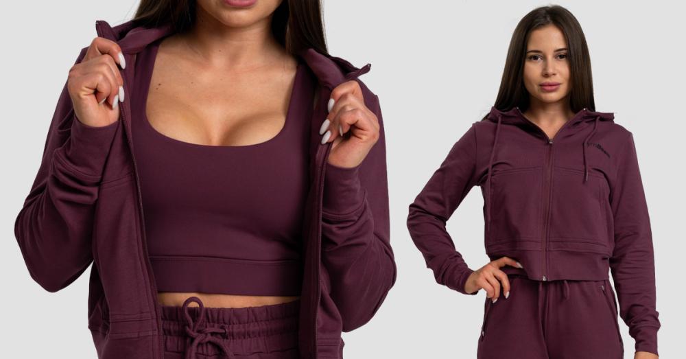 Women's TRN Zip-Up Hoodie Eggplant - GymBeam