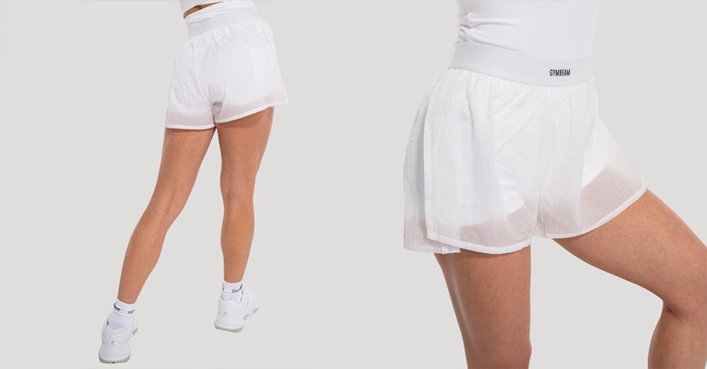 Damen-Flow-Shorts Weiß – GymBeam“ width=
