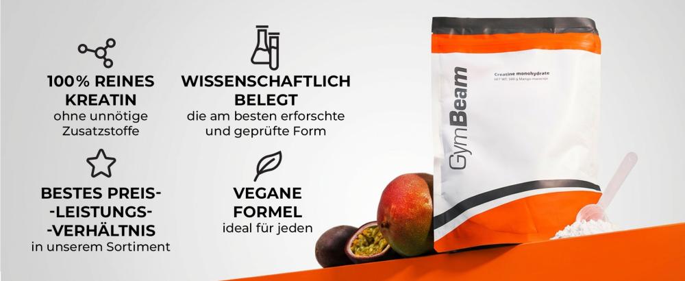 Vorteile und Eigenschaften von 100 % Kreatin-Monohydrat - Gymbeam