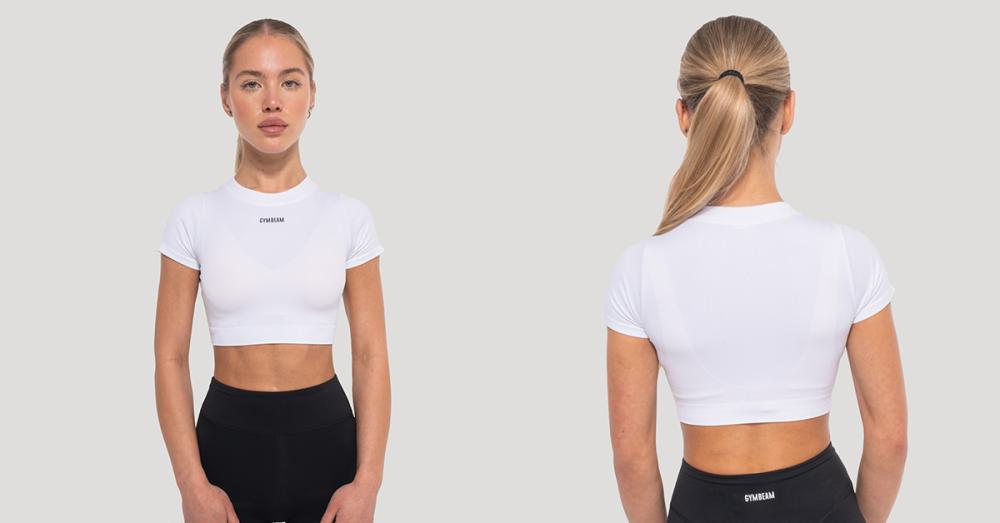 Women‘s Flow Crop Top White - GymBeam