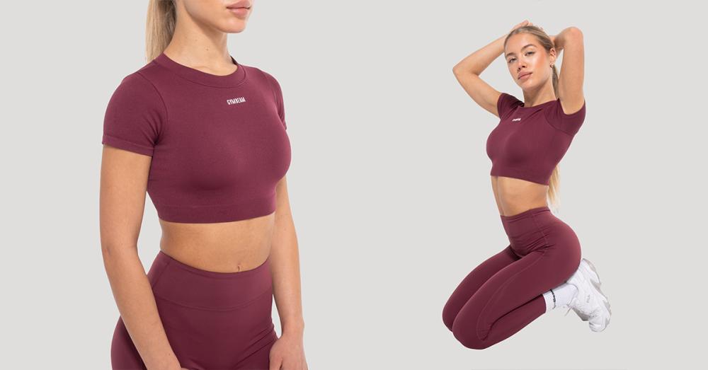 Damen-Crop-Top Flow Wine – GymBeam