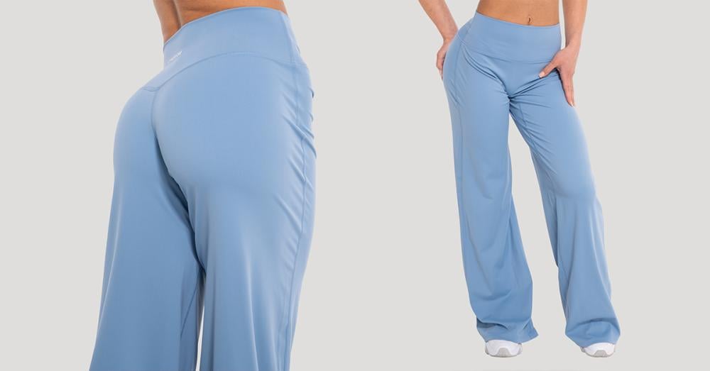 Damen-Hose ‚Flow Straight‘ in Azurblau – GymBeam“ width=