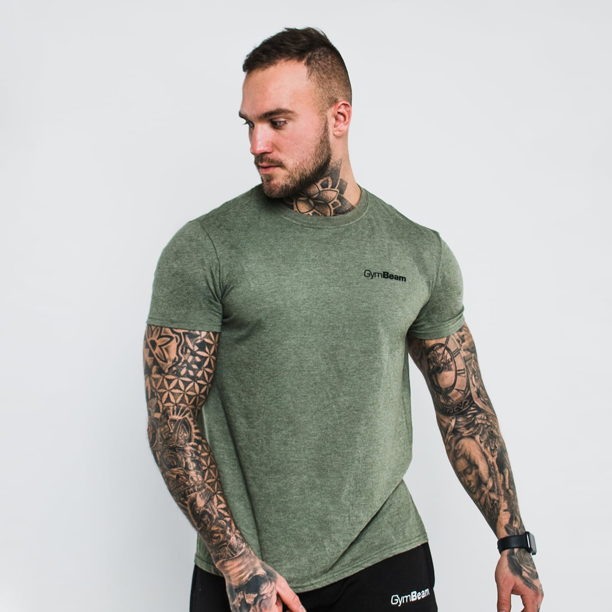 Basic T-Shirt für Männer in Heather Military - GymBeam