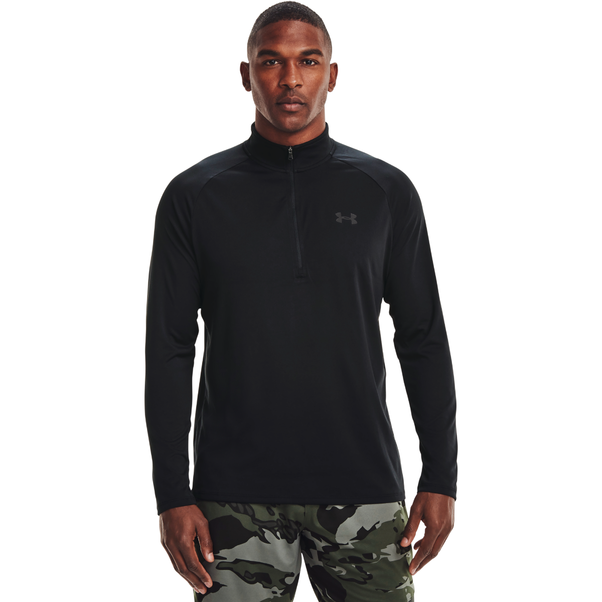 Mens T-shirt Tech 2.0 1/2 Zip Black - Under Armour