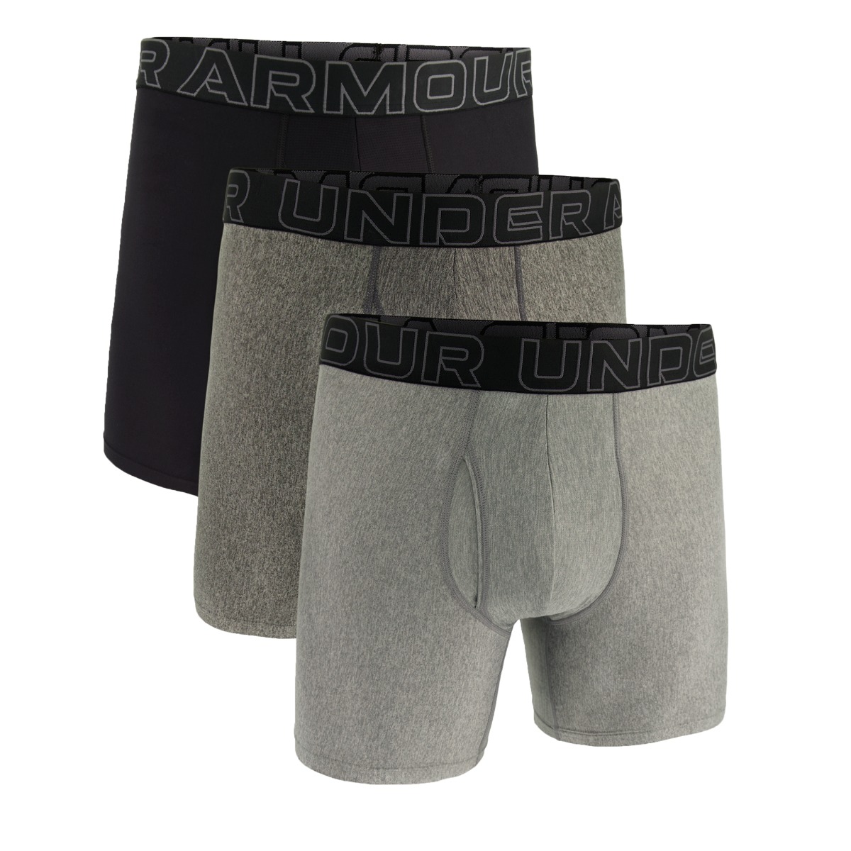 Under Armour Men‘s M Perf Tech Boxershorts 6in im 3er Pack in Grey XXL