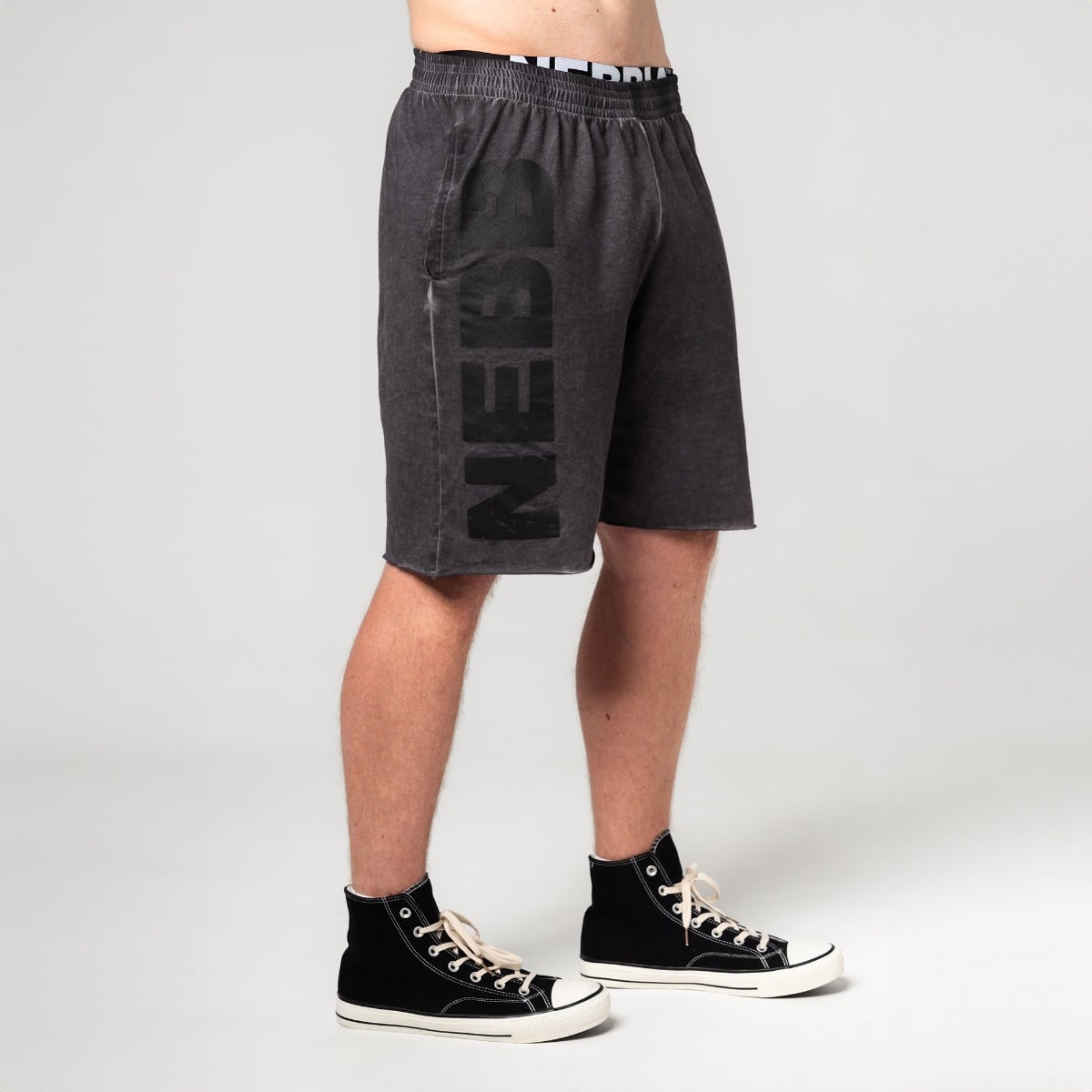 Washed Shorts NO BS Black - NEBBIA