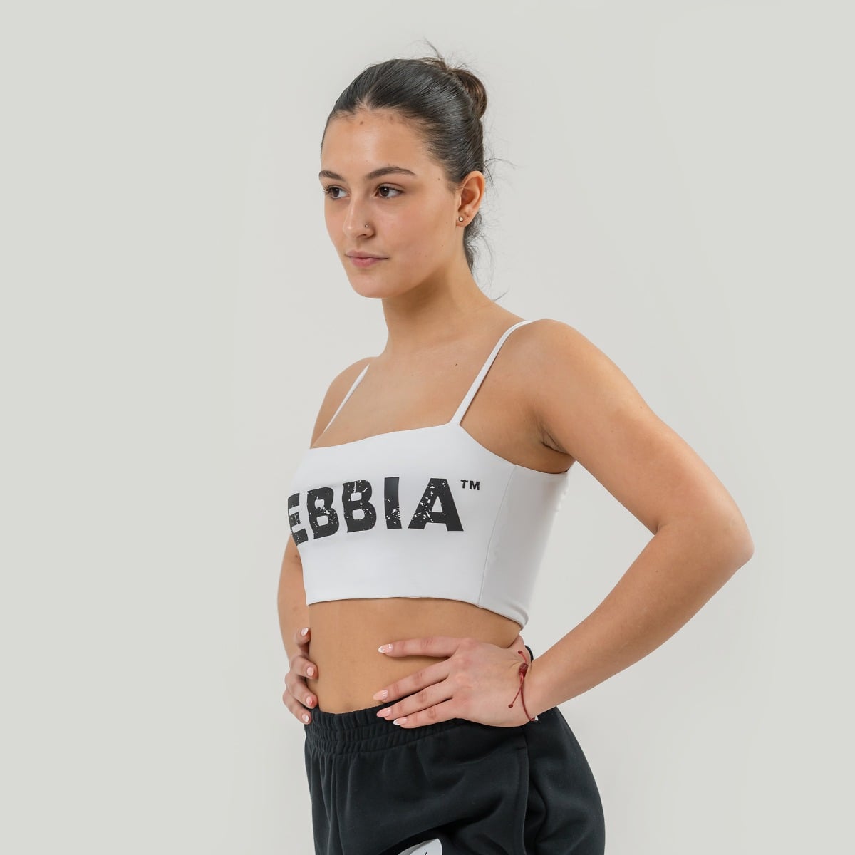 Bandeau Sports Bra Back Check White - NEBBIA