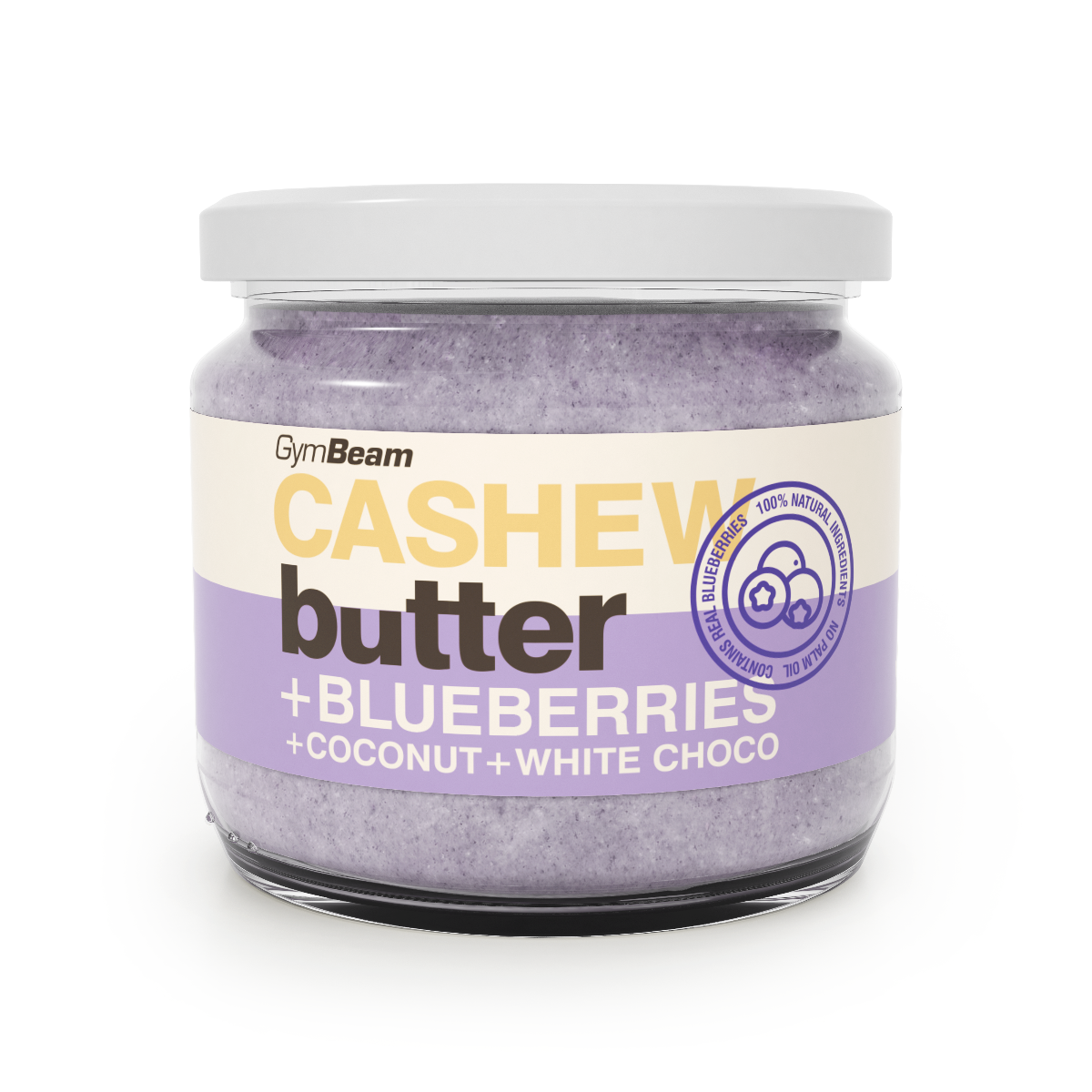 Cashewbutter mit Kokosnuss, Weißer Schokolade und Blaubeeren - GymBeam