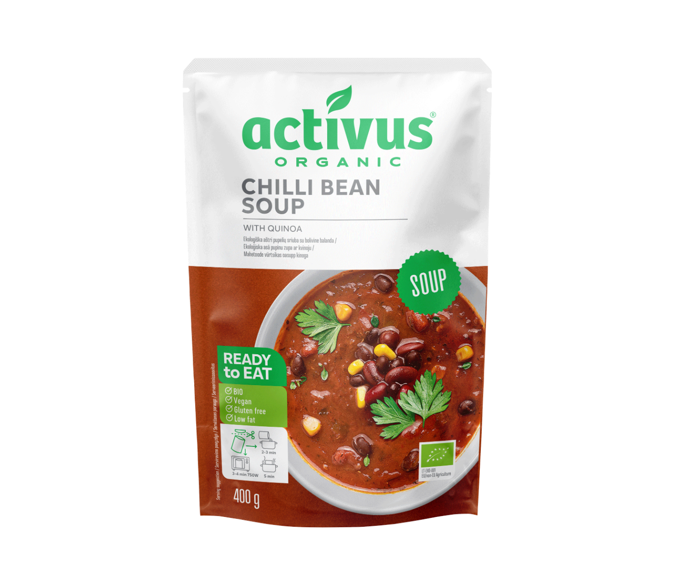 Organic vegan chilli bean soup with quinoa - Activus