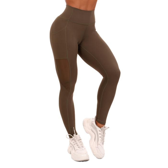 Mesh-Panel Leggings für Frauen in Olive - GymBeam S