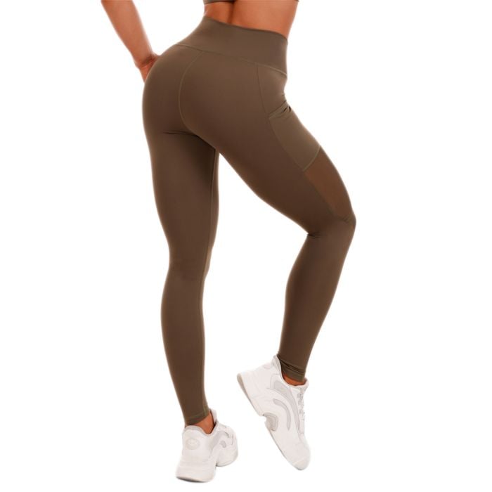 Mesh-Panel Leggings für Frauen in Olive - GymBeam S