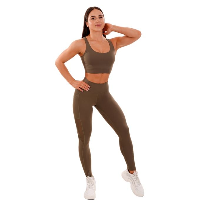 Mesh-Panel Leggings für Frauen in Olive - GymBeam S