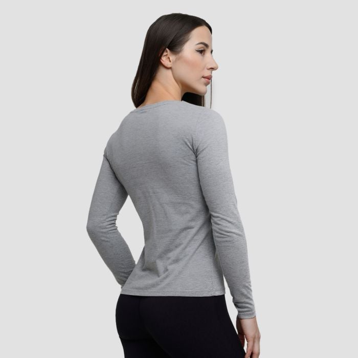 Basic Langarm T-Shirt in Grey - GymBeam XXL