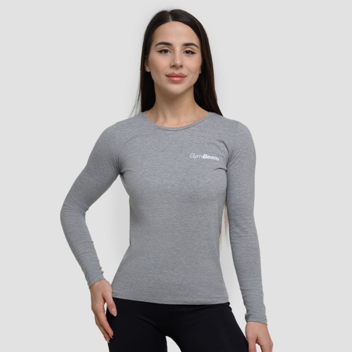 Basic Langarm T-Shirt in Grey - GymBeam XXL