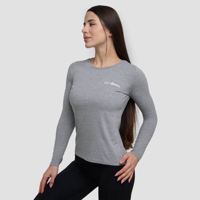 Basic Langarm T-Shirt in Grey - GymBeam XXL