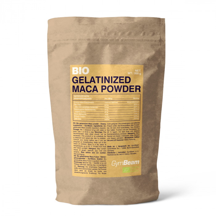 BIO Gelatiniertes Maca-Pulver - GymBeam 200 g