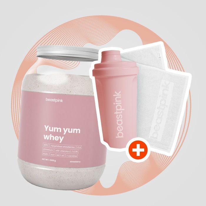 Yum Yum Whey - BeastPink + Geschenke 1000 g - Vanilleeis