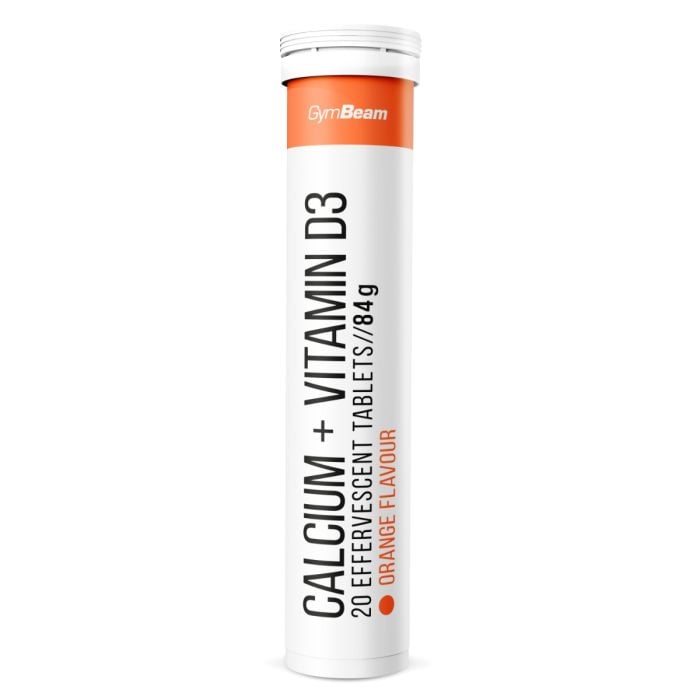 Calcium + Vitamin D3 Brausetabletten - GymBeam 20 Tabletten - Orange