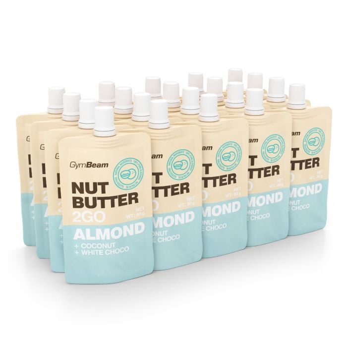 Nussbutter 2GO - Mandelbutter mit Kokosnuss und weißer Schokolade - GymBeam 80 g