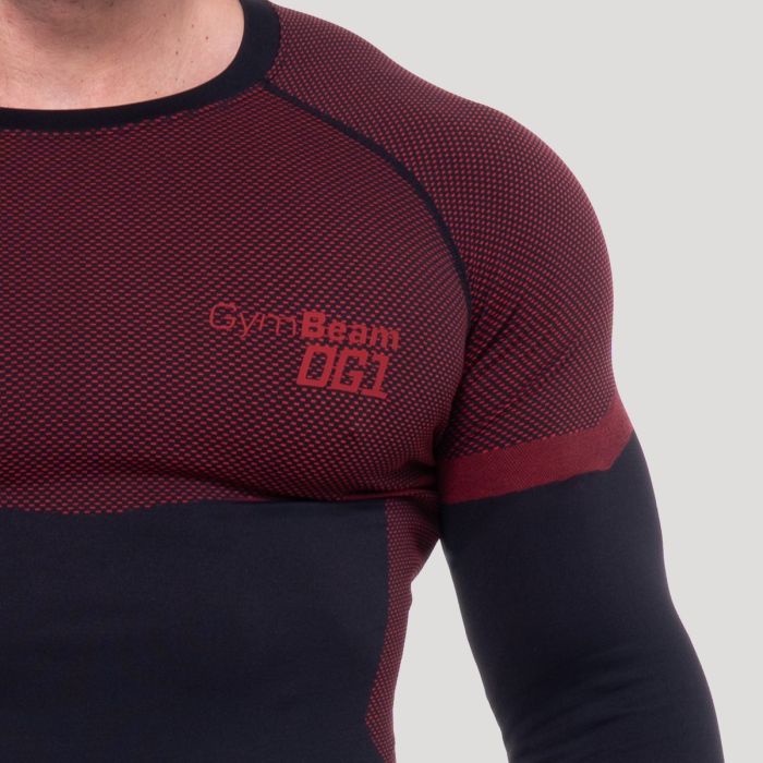 OG1 Seamless Longsleeve Black/Red - GymBeam L