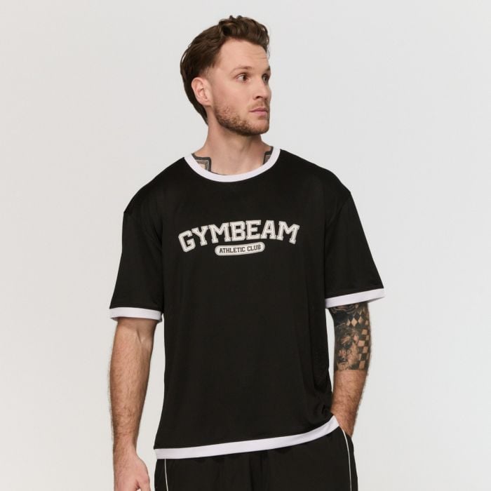 Oversize Varsity T-Shirt in Black - GymBeam XL