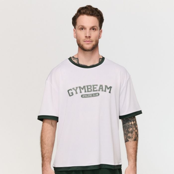 Oversize Varsity T-Shirt in White - GymBeam XXXL