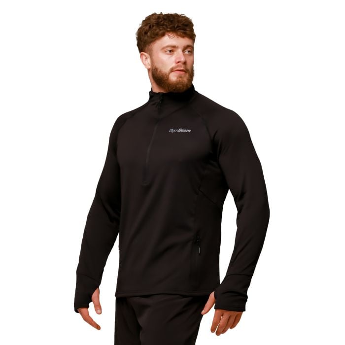 Pulse Lauf-Sweatshirt mit halbem Reißverschluss in Black - GymBeam XL