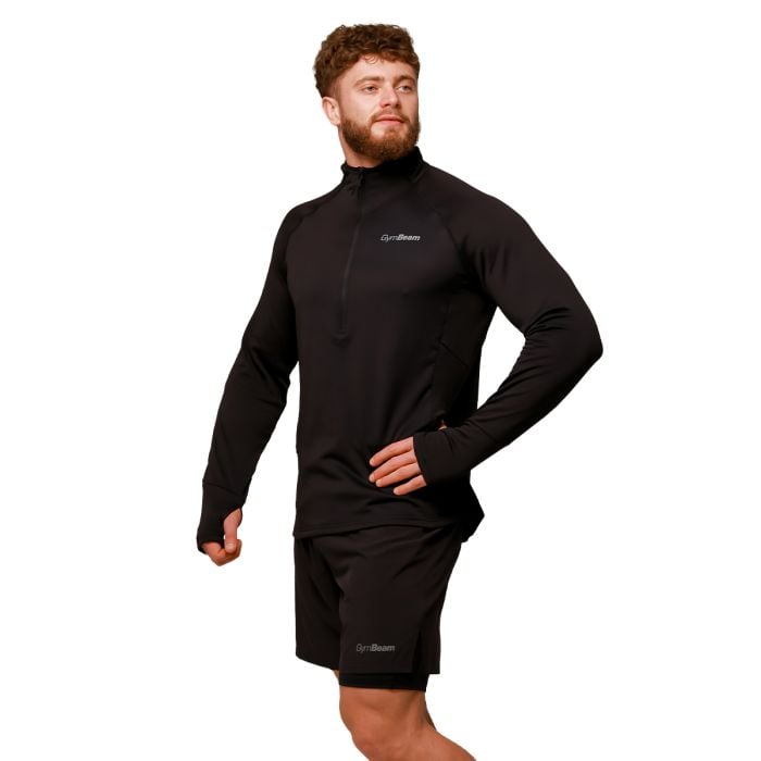 Pulse Lauf-Sweatshirt mit halbem Reißverschluss in Black - GymBeam XL