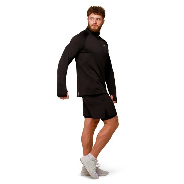 Pulse Lauf-Sweatshirt mit halbem Reißverschluss in Black - GymBeam XL