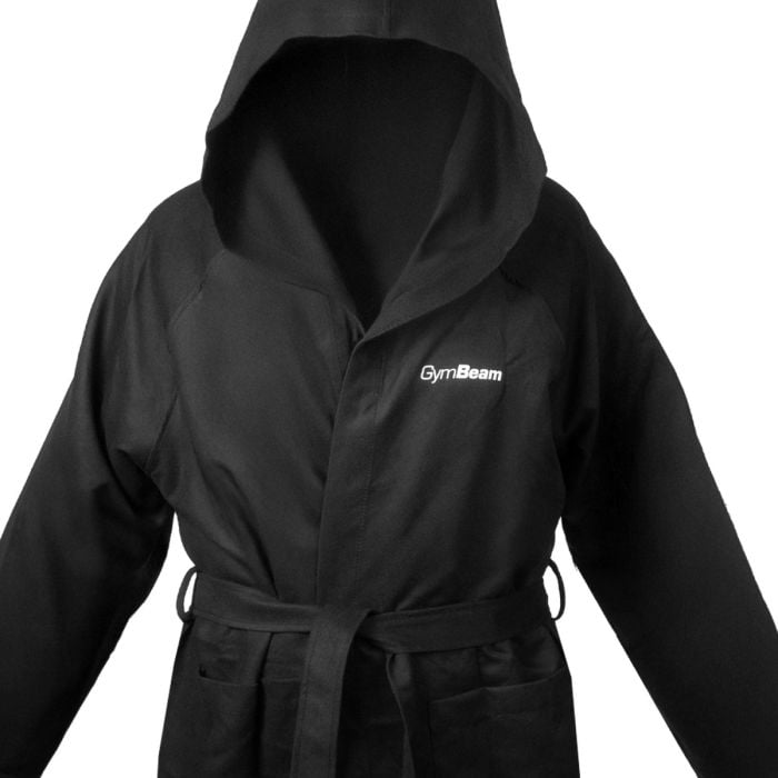 Quick-Dry Bathrobe Black - GymBeam S