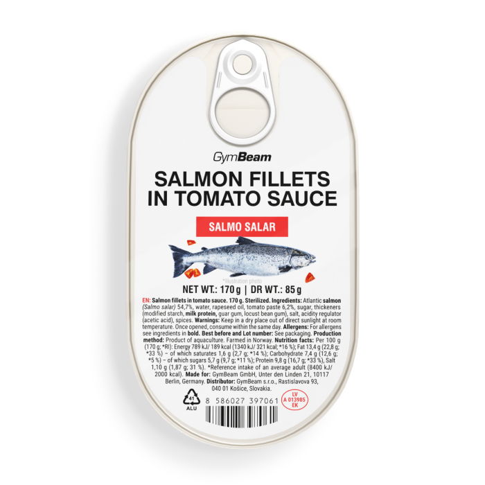 Salmon fillets in tomato sauce - GymBeam 170 g