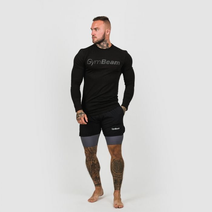 2in1 Shorts für Männer in Black Grey - GymBeam L