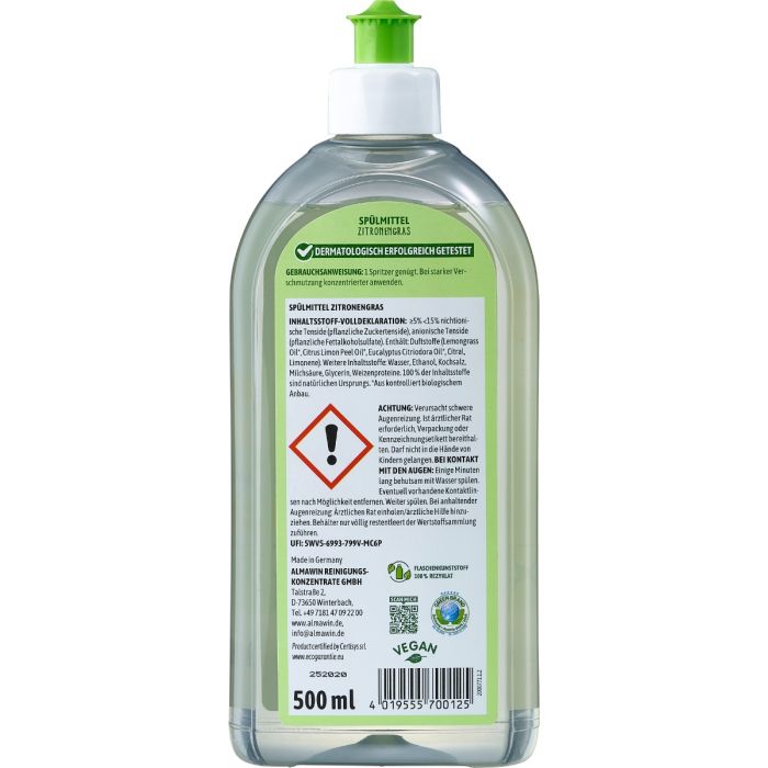 Dishwashing Liquid Lemon balm - AlmaWin 0.5 l single_variant