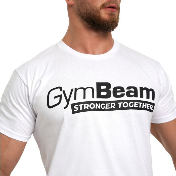 Stronger Together T-Shirt White - GymBeam XXXL