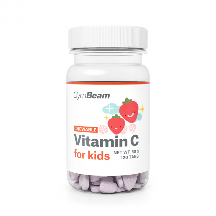 Vitamin C zum Kauen für Kinder - GymBeam 120 Tabletten - Erdbeere