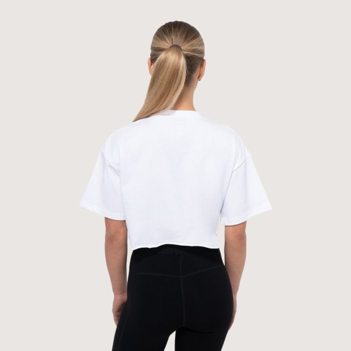 Earned Cropped T-Shirt für Frauen in White - GymBeam L