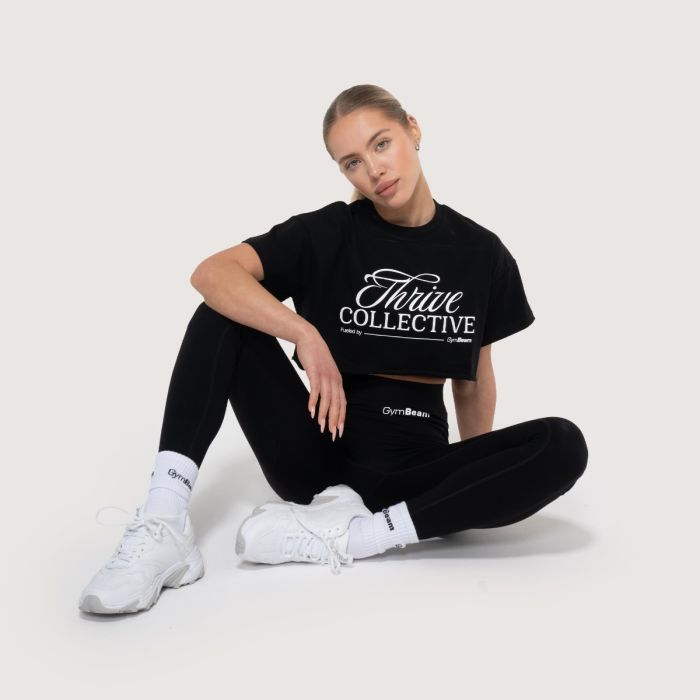 Thrive Cropped T-Shirt für Frauen in Black - GymBeam S